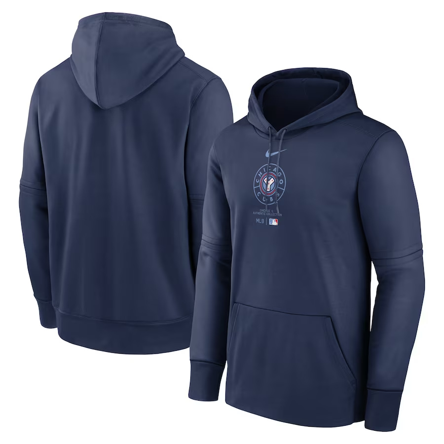 Men's Chicago Cubs Navy Collection Practice Performance Pullover Hoodie